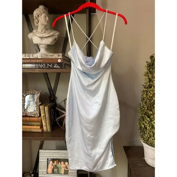 Superdown Billie Drape Midi Dress Dusty Blue Women's Size Small - Picture 4 of 9